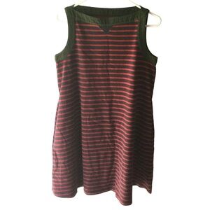 Sacai Dress Cotton Red Stripes Denim Trim Sleeveless Size 2 Small SM S Japan